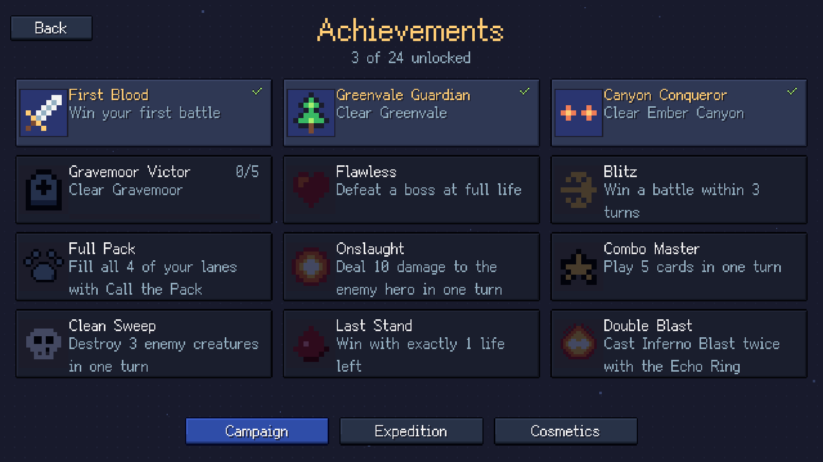 Achievements and unlockable cosmetics