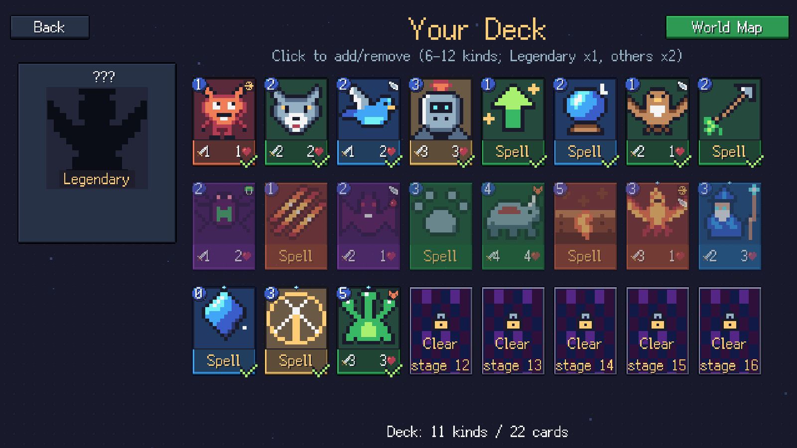 The Cardfarer deck-building screen